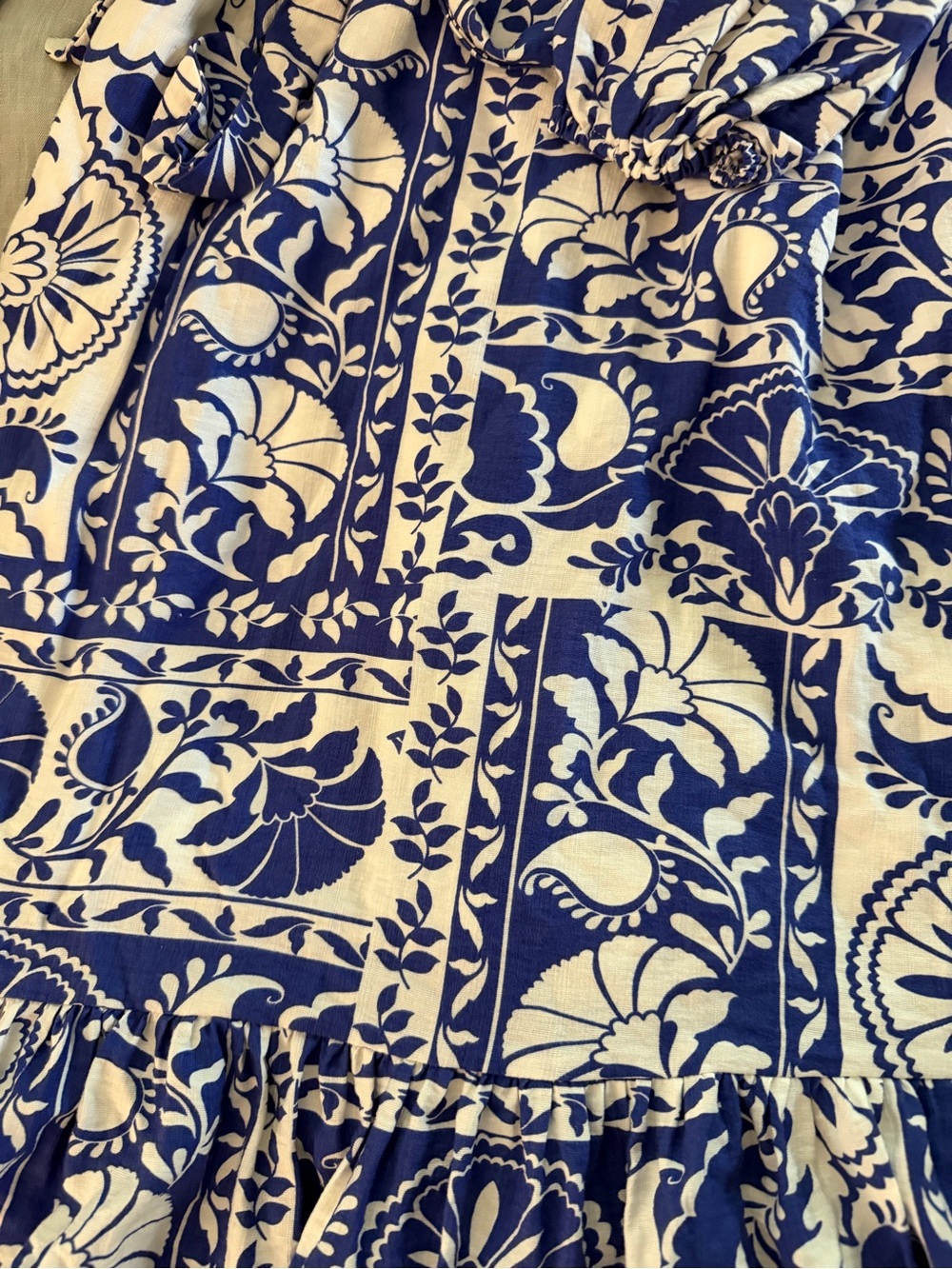 She + Sky Blue and White Floral Long Sleeve Maxi Dress - Picture 4 of 4